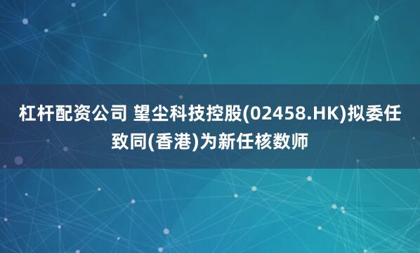 杠杆配资公司 望尘科技控股(02458.HK)拟委任致同(香港)为新任核数师